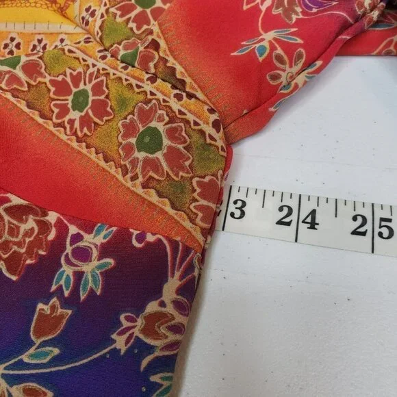 Vtg Colorful Open Cardigan Flowy Duster  3/4 Sleeve Rainbow Maximalism Dopamine - Picture 9 of 11